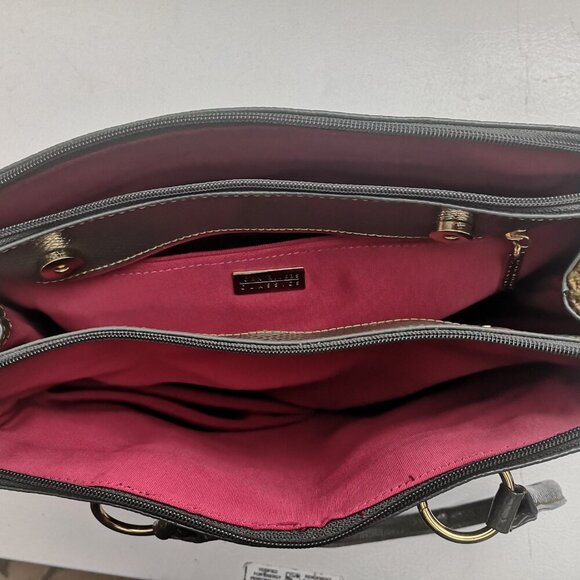 Joan Rivers Classics Green & Tan Faux Leather Faux Fur Croc Pattern Handbag - Picture 6 of 10